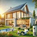 Haus mit Vater und Kindern