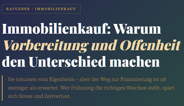 Gut vorbereitet zur Traumimmobilie: Tipps zu Bauzinsen, Eigenkapital und Fallstricken bei der Baufinanzierung – vom unabhängigen Spezialisten.