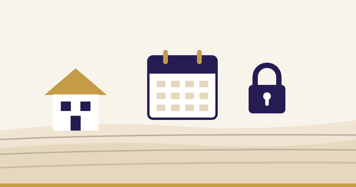Kalender und Schloss als Symbol für die Zinssicherung mit einem Forward-Darlehen